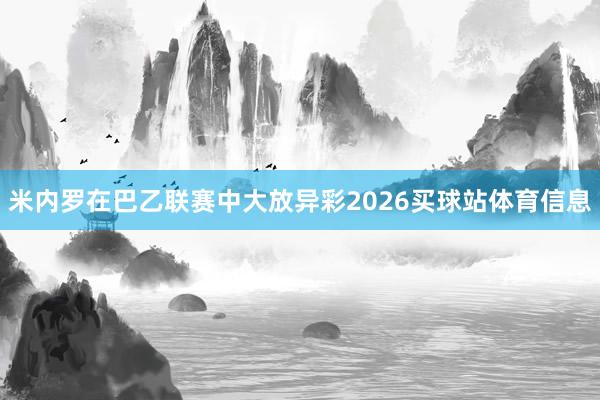 米内罗在巴乙联赛中大放异彩2026买球站体育信息