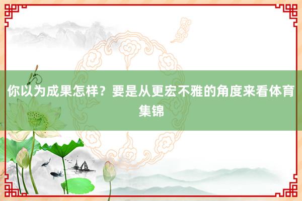 你以为成果怎样？要是从更宏不雅的角度来看体育集锦