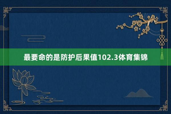 最要命的是防护后果值102.3体育集锦