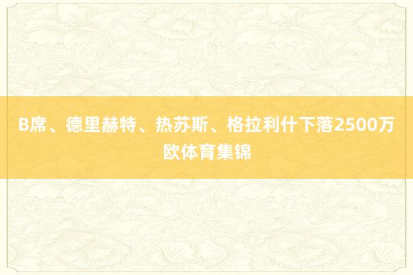 B席、德里赫特、热苏斯、格拉利什下落2500万欧体育集锦