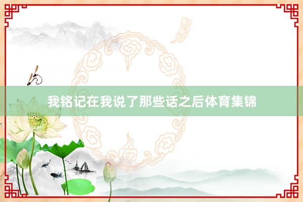 我铭记在我说了那些话之后体育集锦