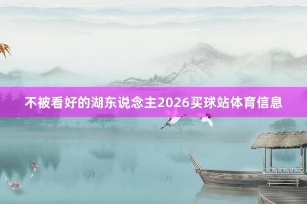 不被看好的湖东说念主2026买球站体育信息