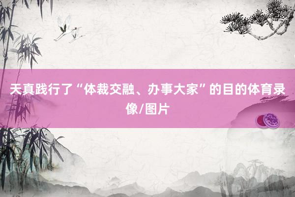 天真践行了“体裁交融、办事大家”的目的体育录像/图片